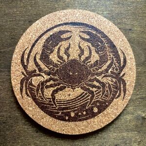 Cancer Artistic Zodiac Design Laser Engraved Cork Coaster